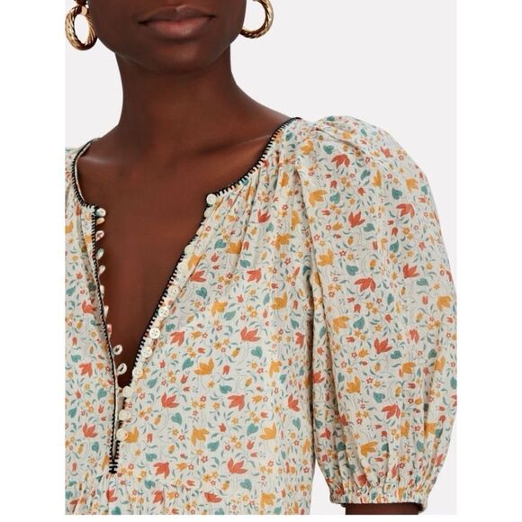 THE GREAT. Pastel Floral Whip Stitched Ravine Dress Size 1 (Small ) - Picture 8 of 12